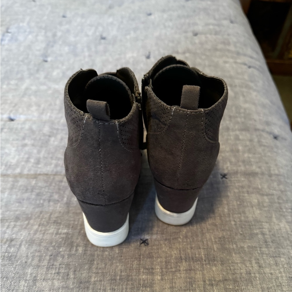 MIA wedge grey suede booties